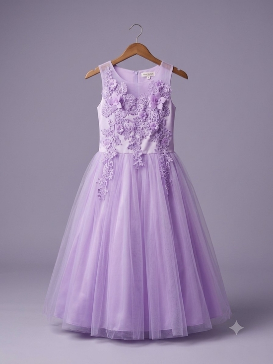 Other - Lace Appliqué Lilac Tulle Flower Girl Dress